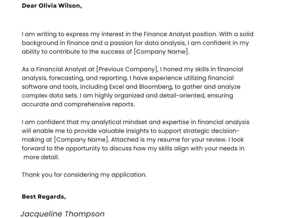 Credit Analyst Cover Letter