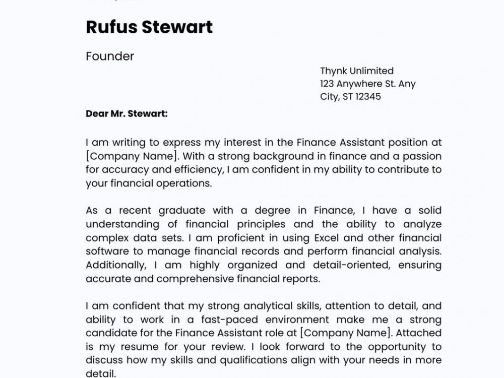 Finance Assistant Cover-Letter