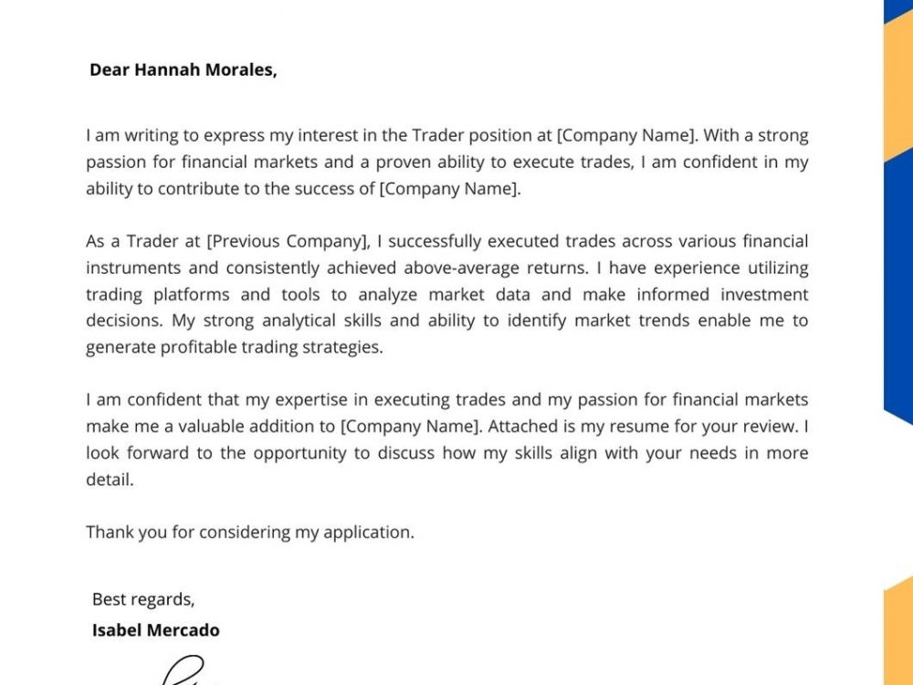 Trader Cover Letter