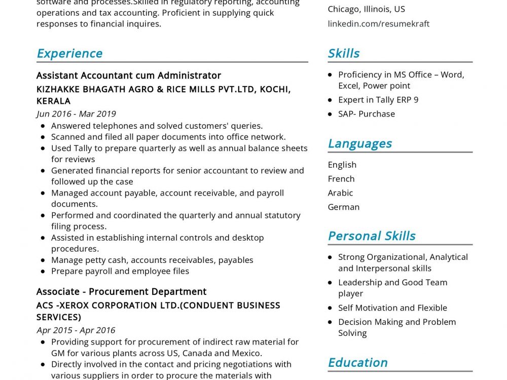 Accountant Resume Sample In 2024 ResumeKraft   Accountant Resume Sample 1000x750 