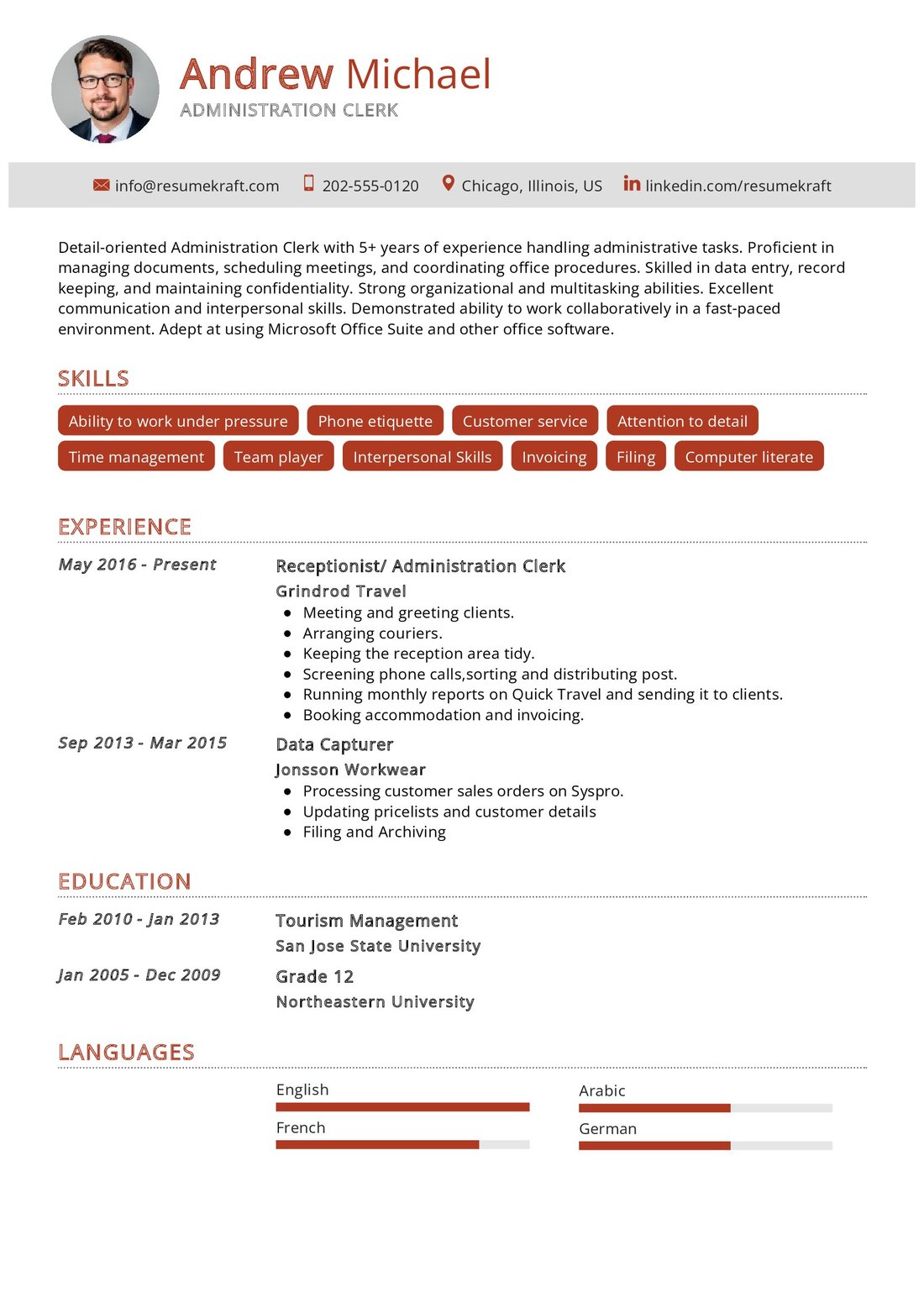 Administration Clerk Resume Example in 2024 - ResumeKraft