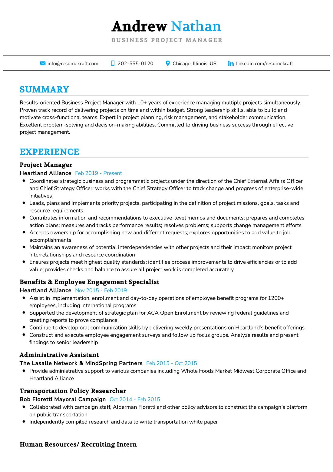 Business Project Manager Resume Sample in 2024 - ResumeKraft