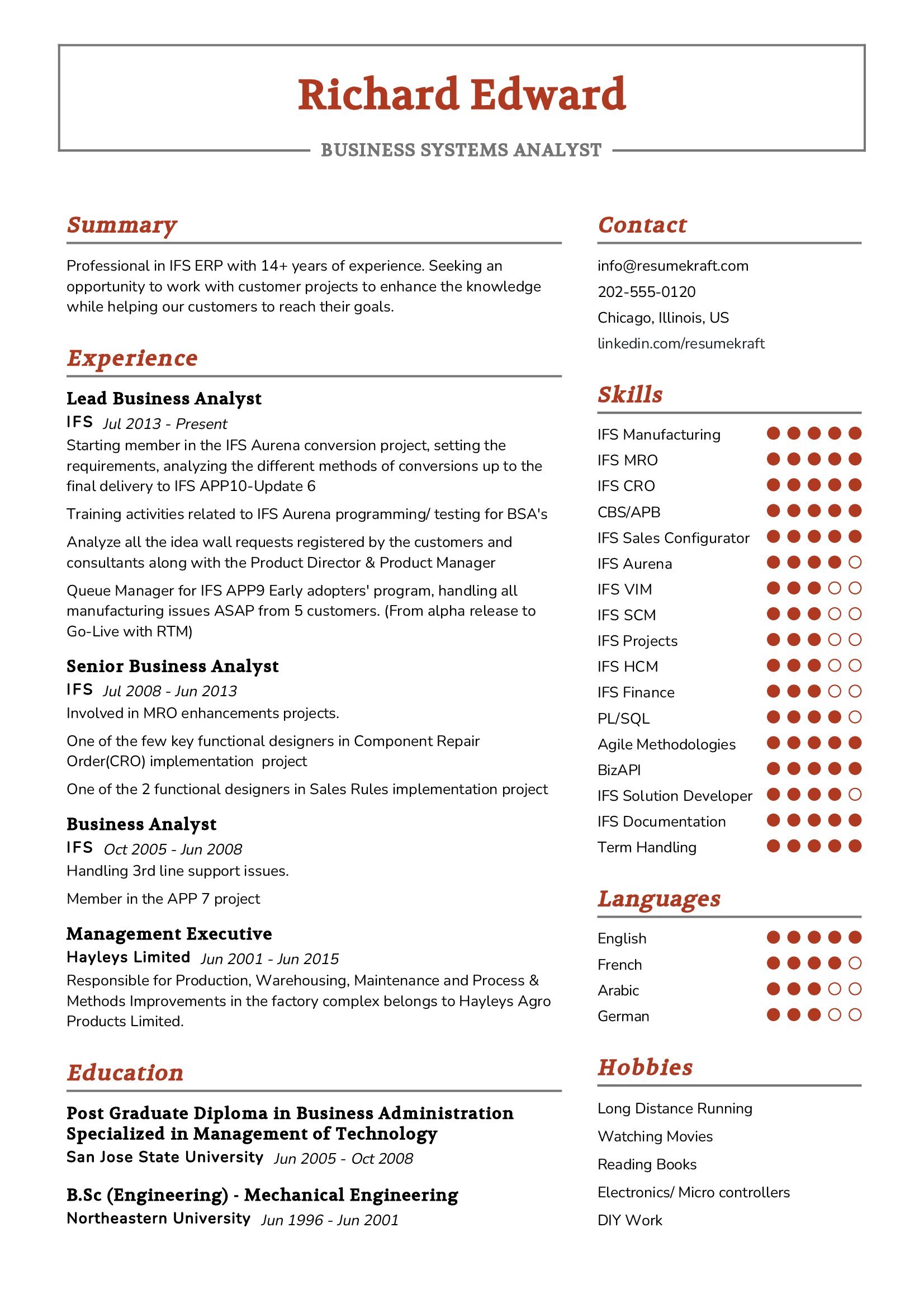 Business Systems Analyst Resume Sample in 2024 - ResumeKraft