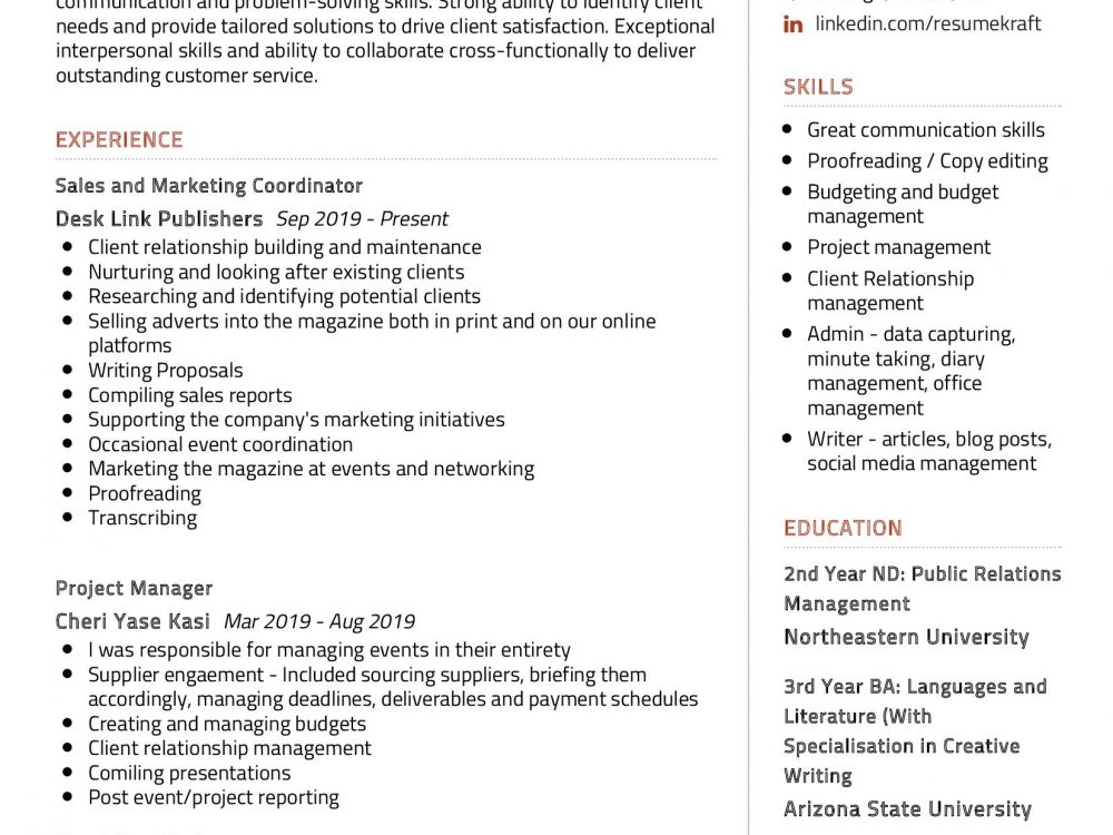 Client Relations Resume Sample - Client Relations Resume Sample 1000x750 