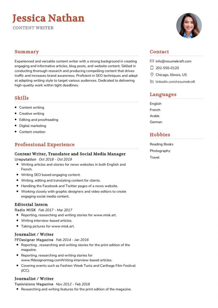 2200 Professional Resume Samples - Content Writer Resume Example 723x1024 
