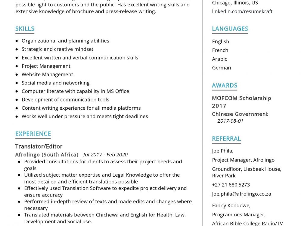 Copywriter Resume Sample