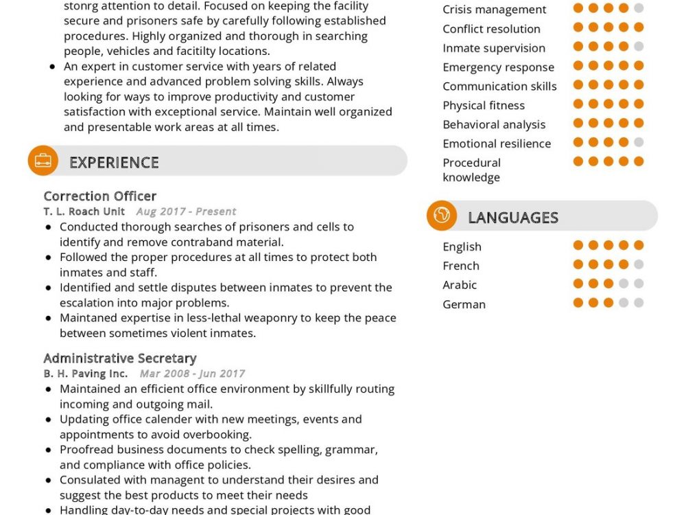 Correctional Officer Resume Example