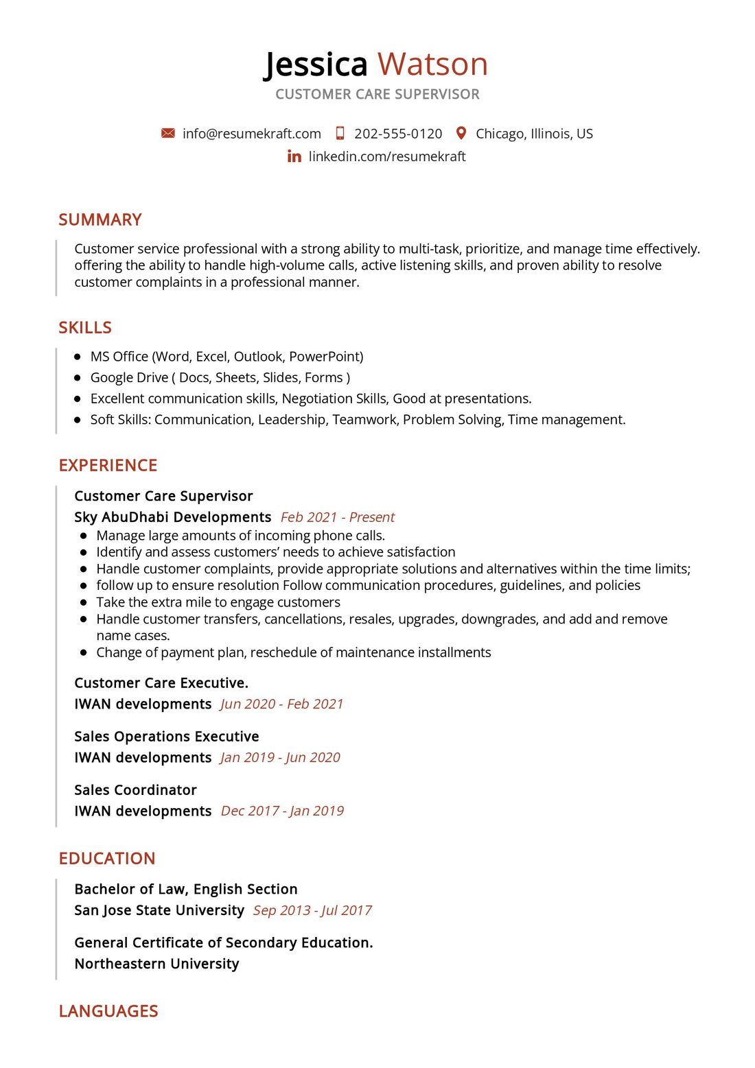 Customer Care supervisor Resume Sample in 2024 - ResumeKraft