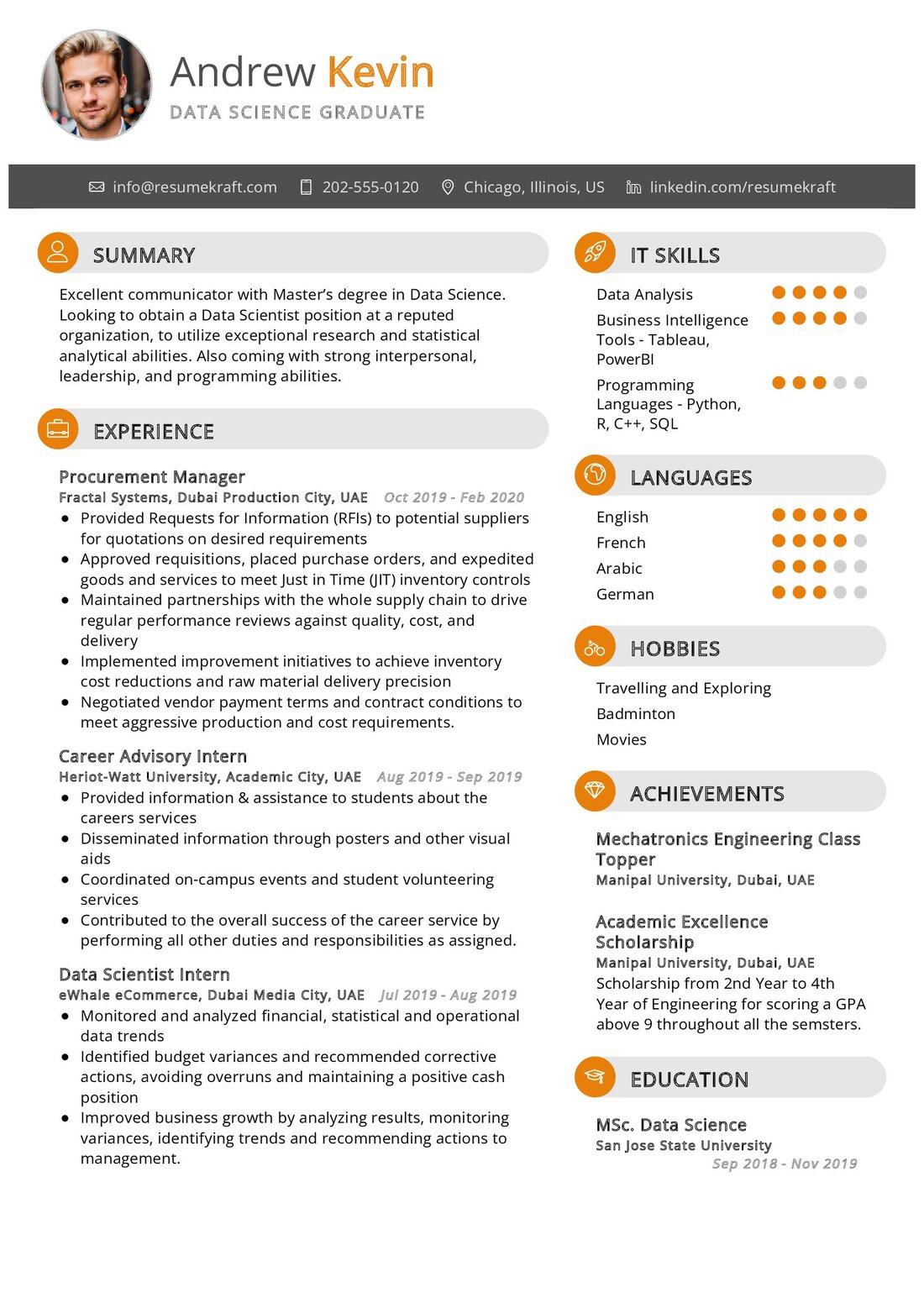 Data Science Graduate Resume Example in 2024 - ResumeKraft