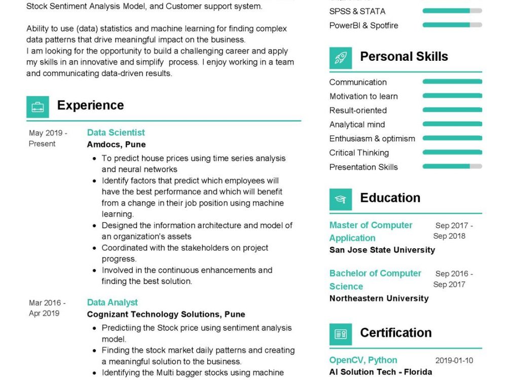 Data scientist Resume Example in 2024 - ResumeKraft