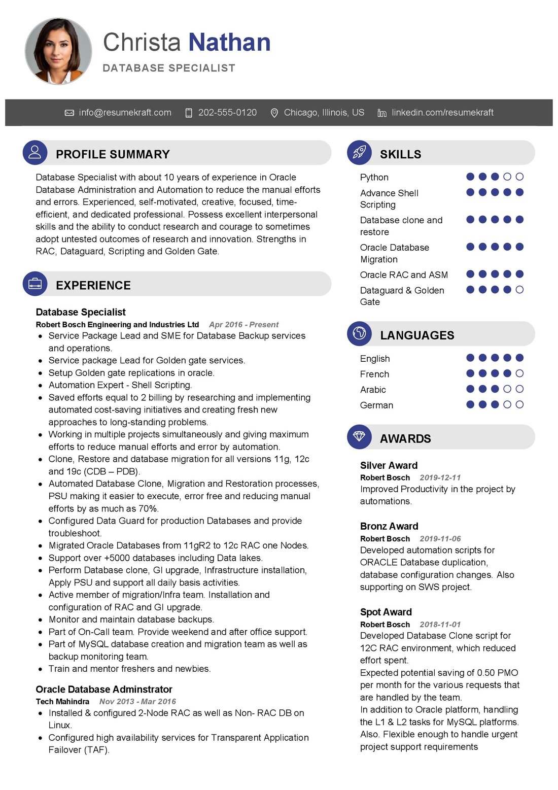 Database Specialist Resume Example in 2024 - ResumeKraft