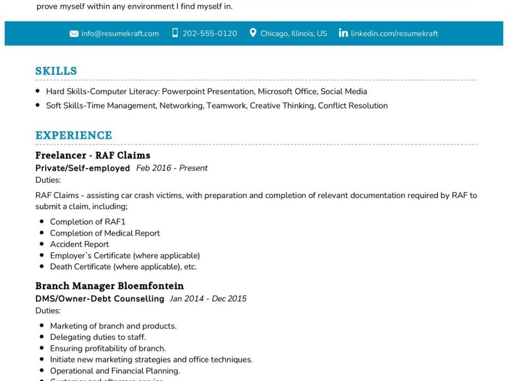 Debt Counselor Resume Example