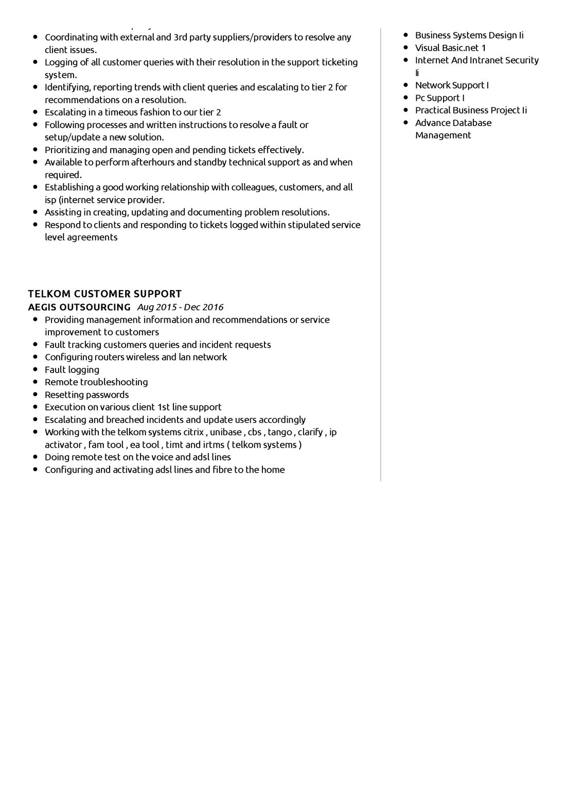 desktop support engineer experience resume download