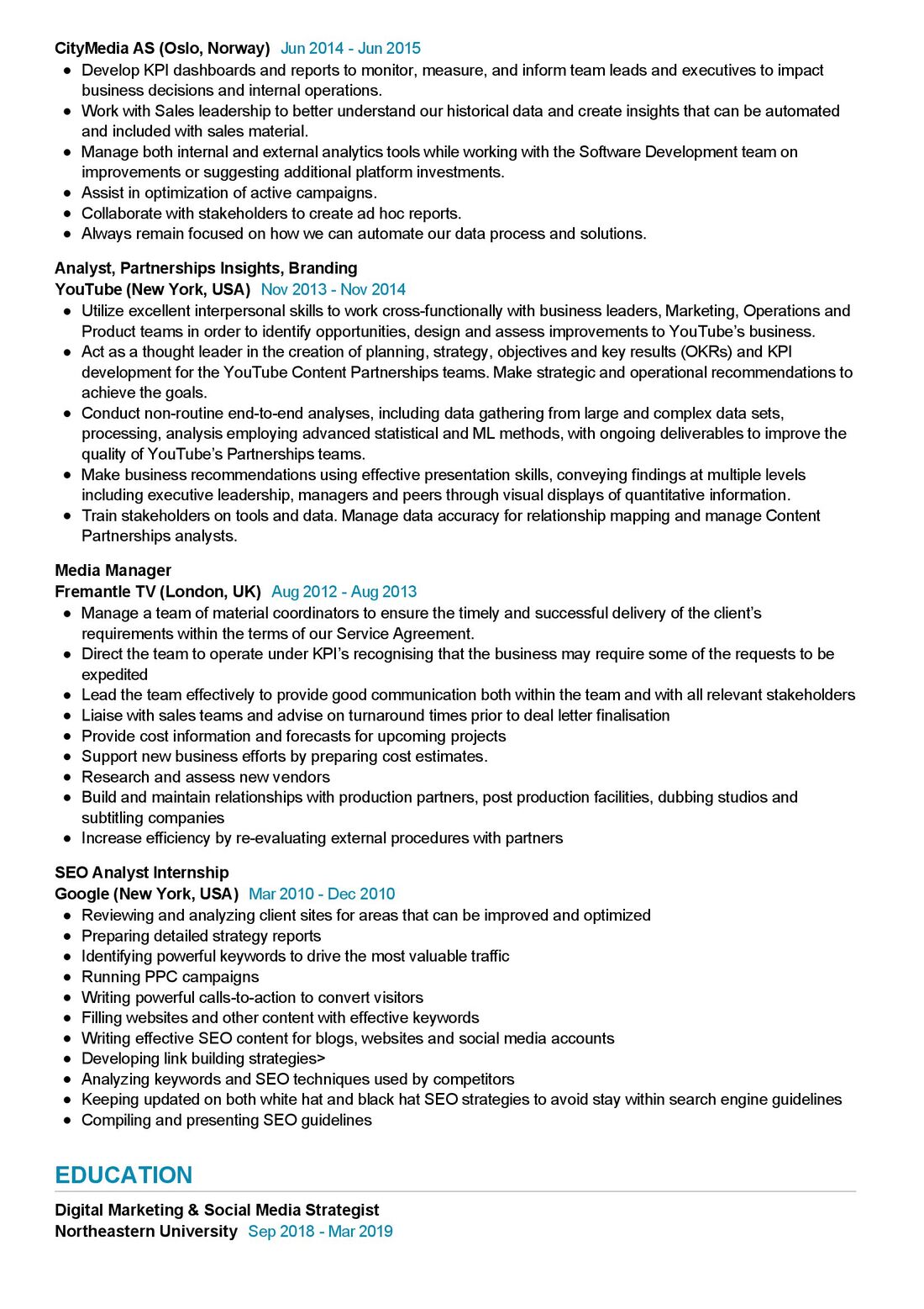 Digital marketing professional - Digital Marketing Professional Resume Example 1 