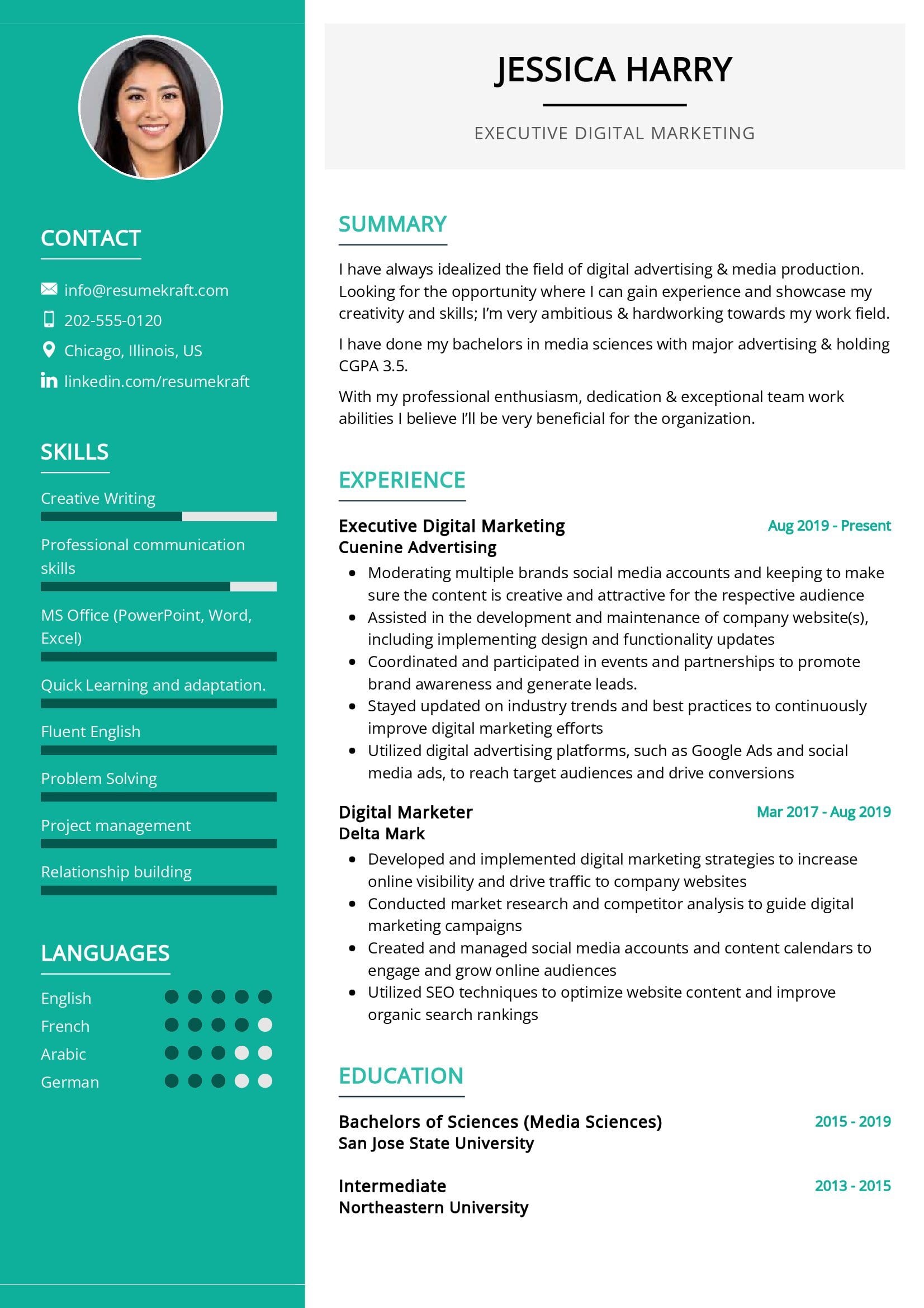 Executive Digital Marketing Resume Sample in 2024 - ResumeKraft