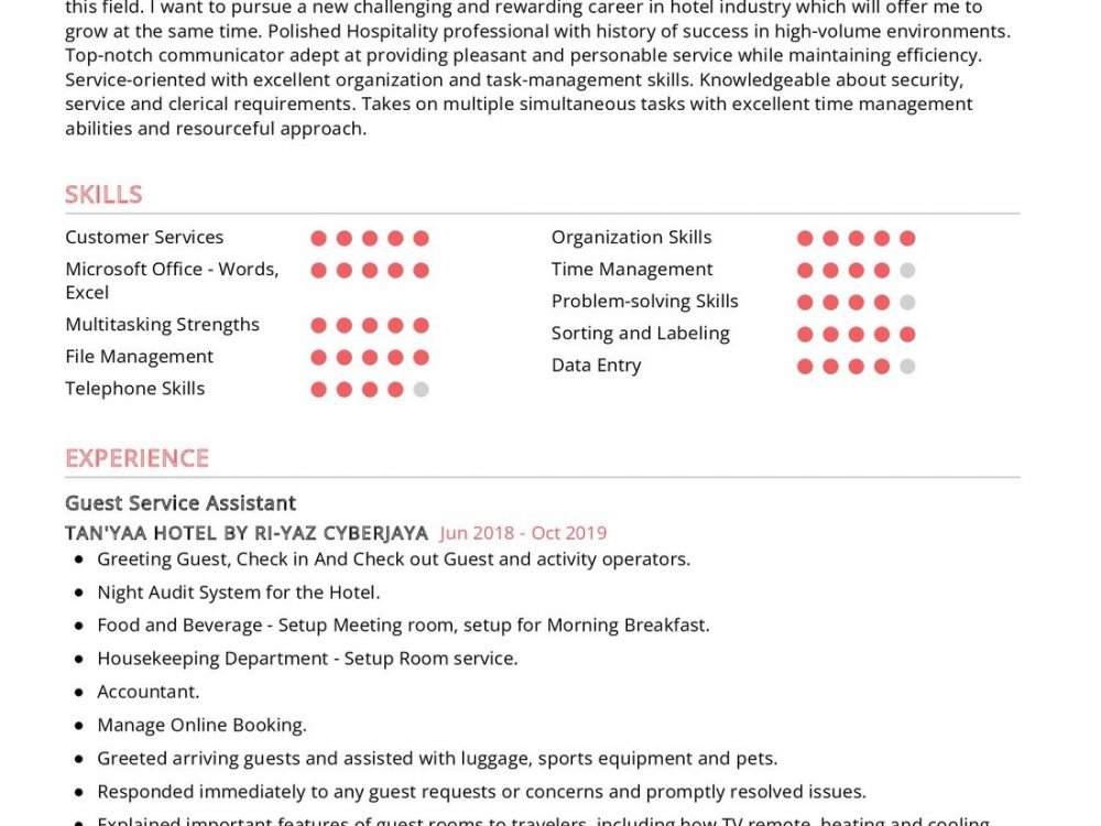 Front Office Assistant Resume Example