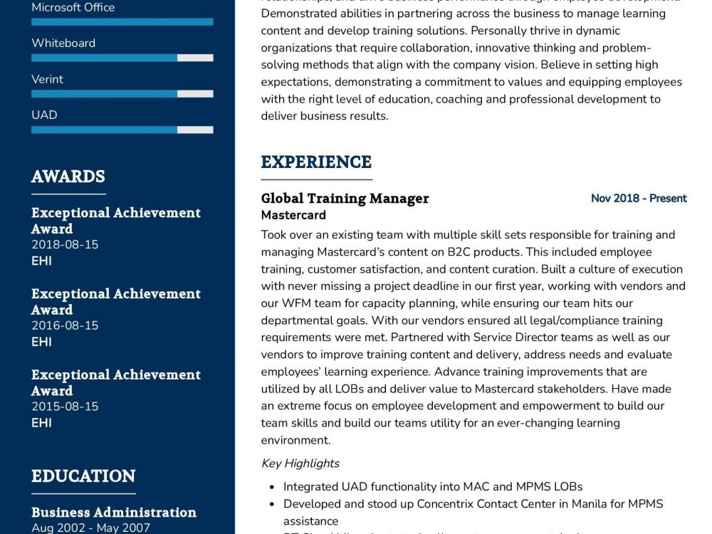 Global Training Manager Resume Example In 2024 ResumeKraft   Global Training Manager Resume Example 1000x750 