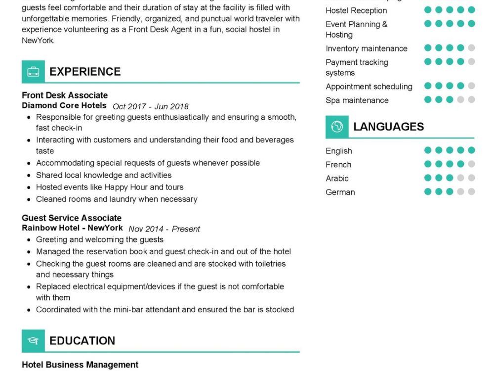 Guest Service Associate Resume Example
