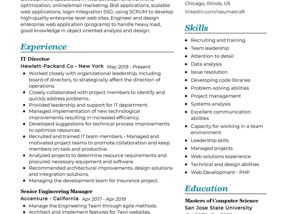 IT Director Resume Example in 2024 - ResumeKraft