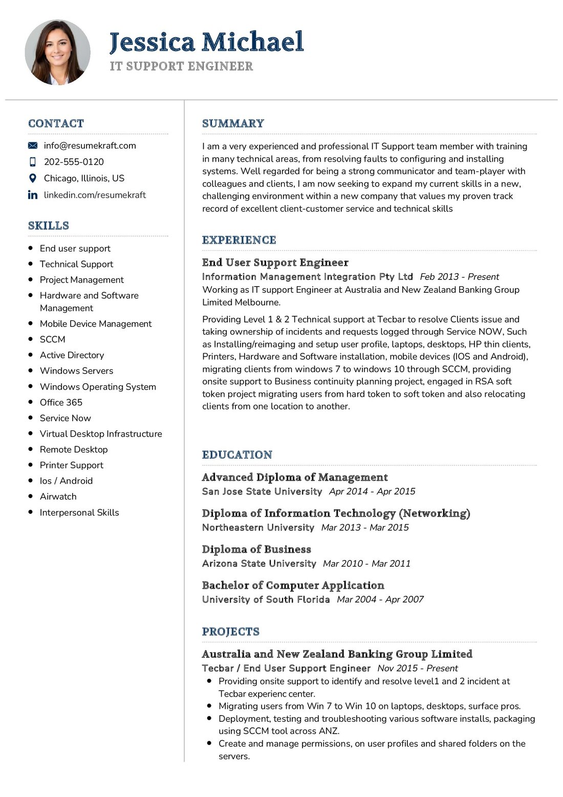 it support engineer resume india