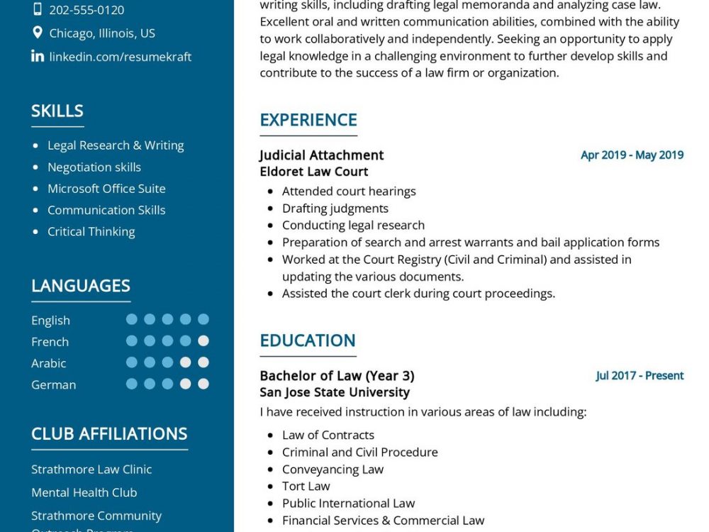 Law Student Resume Sample