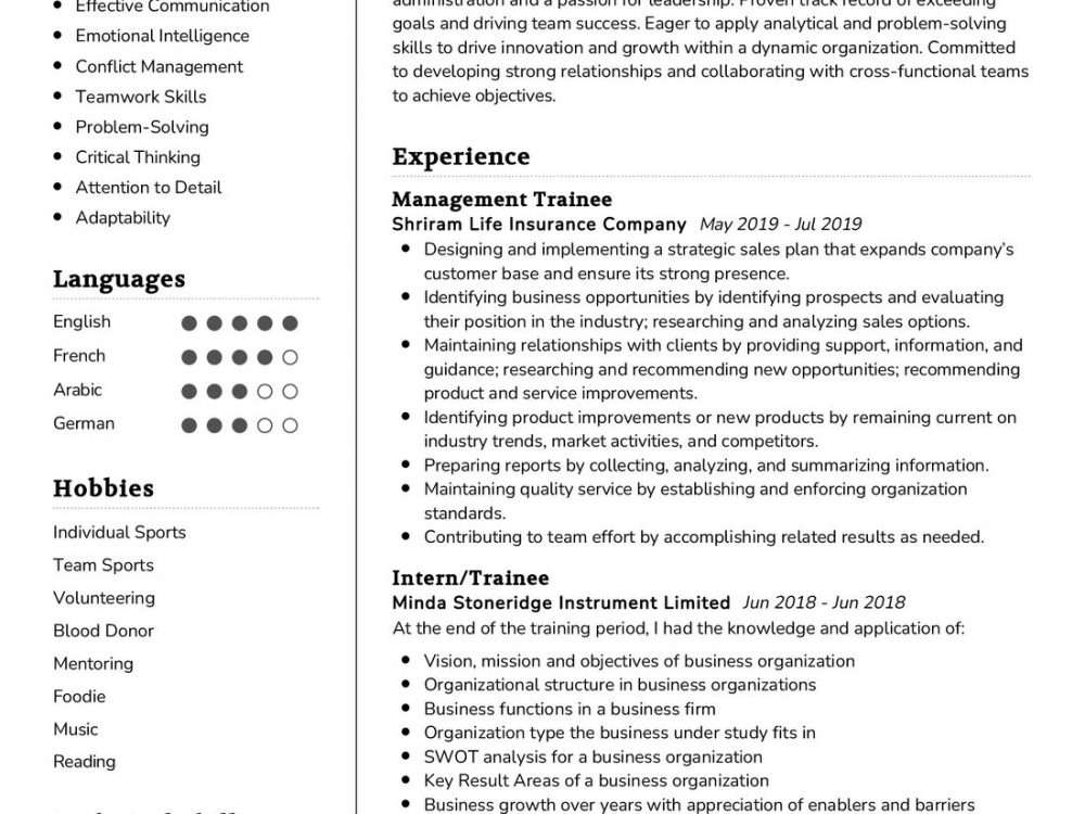 Management Trainee Resume Sample In 2024 ResumeKraft   Management Trainee Resume Sample 1000x750 