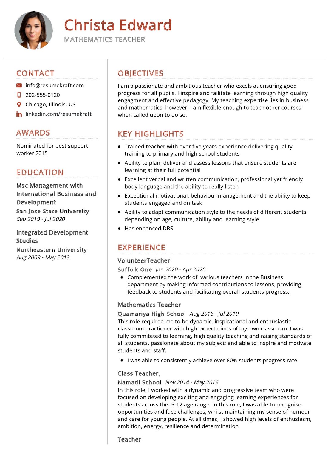 Teacher Resume Examples 2025 Pdf Megan Knox