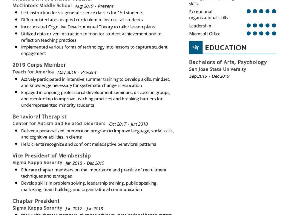 Middle School Science Teacher Resume Sample In 2024 - ResumeKraft