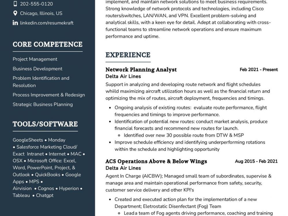 Network Planning Analyst Resume Example in 2024 - ResumeKraft