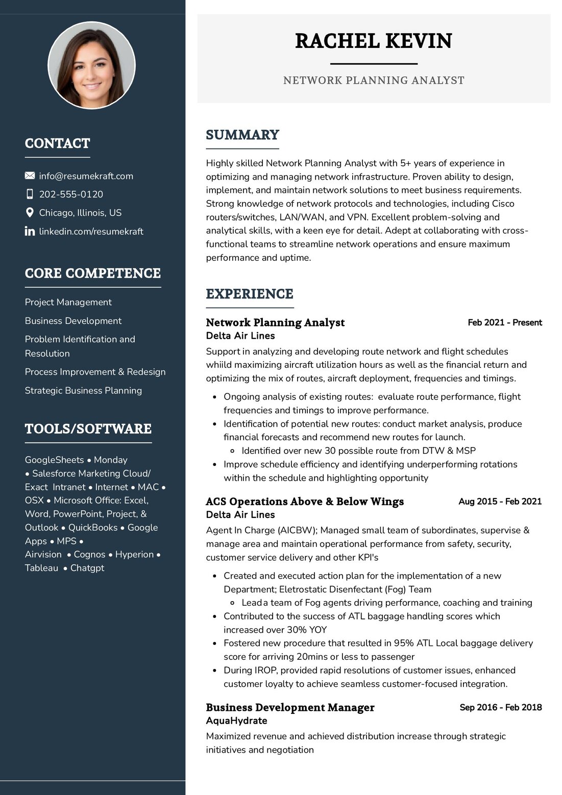 Network Planning Analyst Resume Example