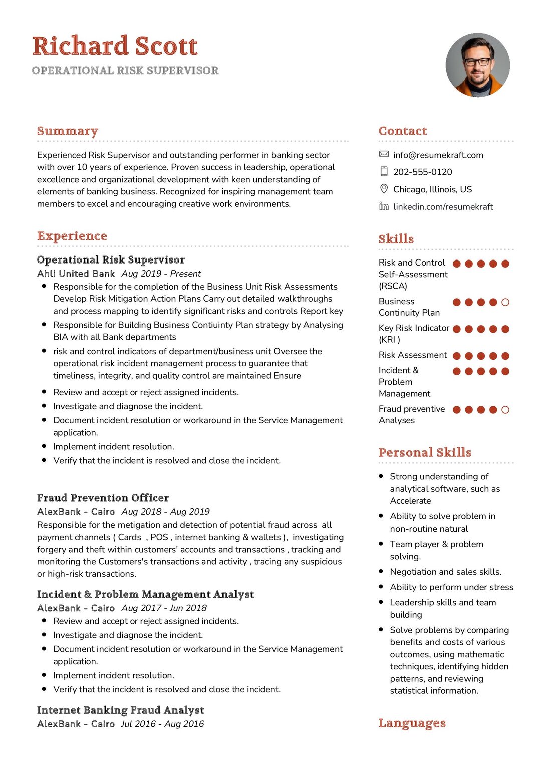 Operational Risk Supervisor Resume Sample in 2024 - ResumeKraft