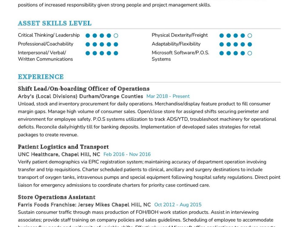 Operations Support Officer Resume Example