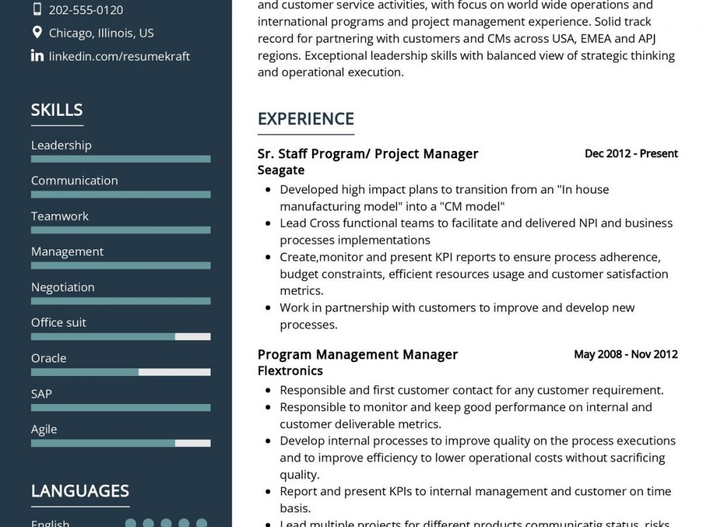 Project Services Manager Resume Sample in 2024 - ResumeKraft