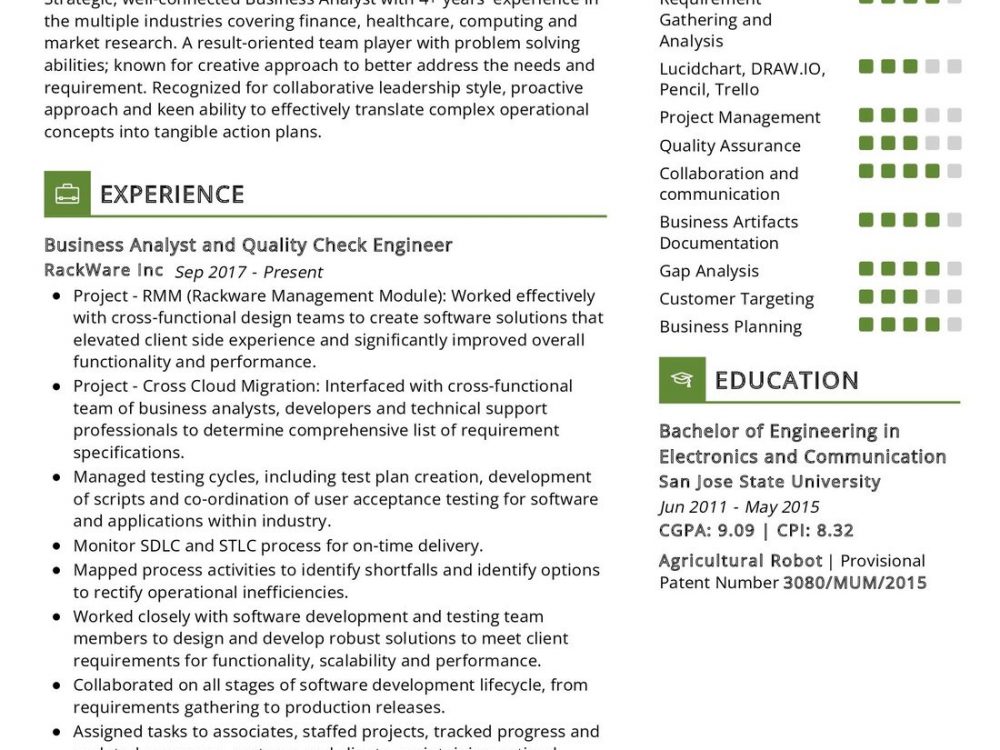 Quality Check Engineer Resume Example