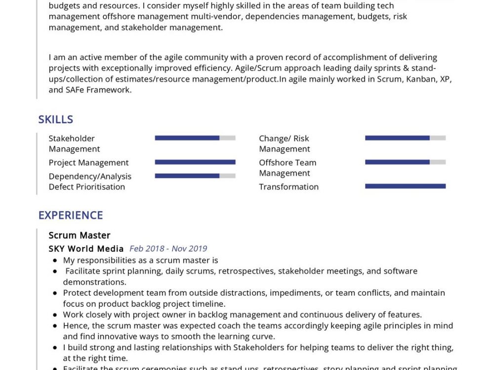 Scrum Master Resume Example In 2024 Resumekraft 4861