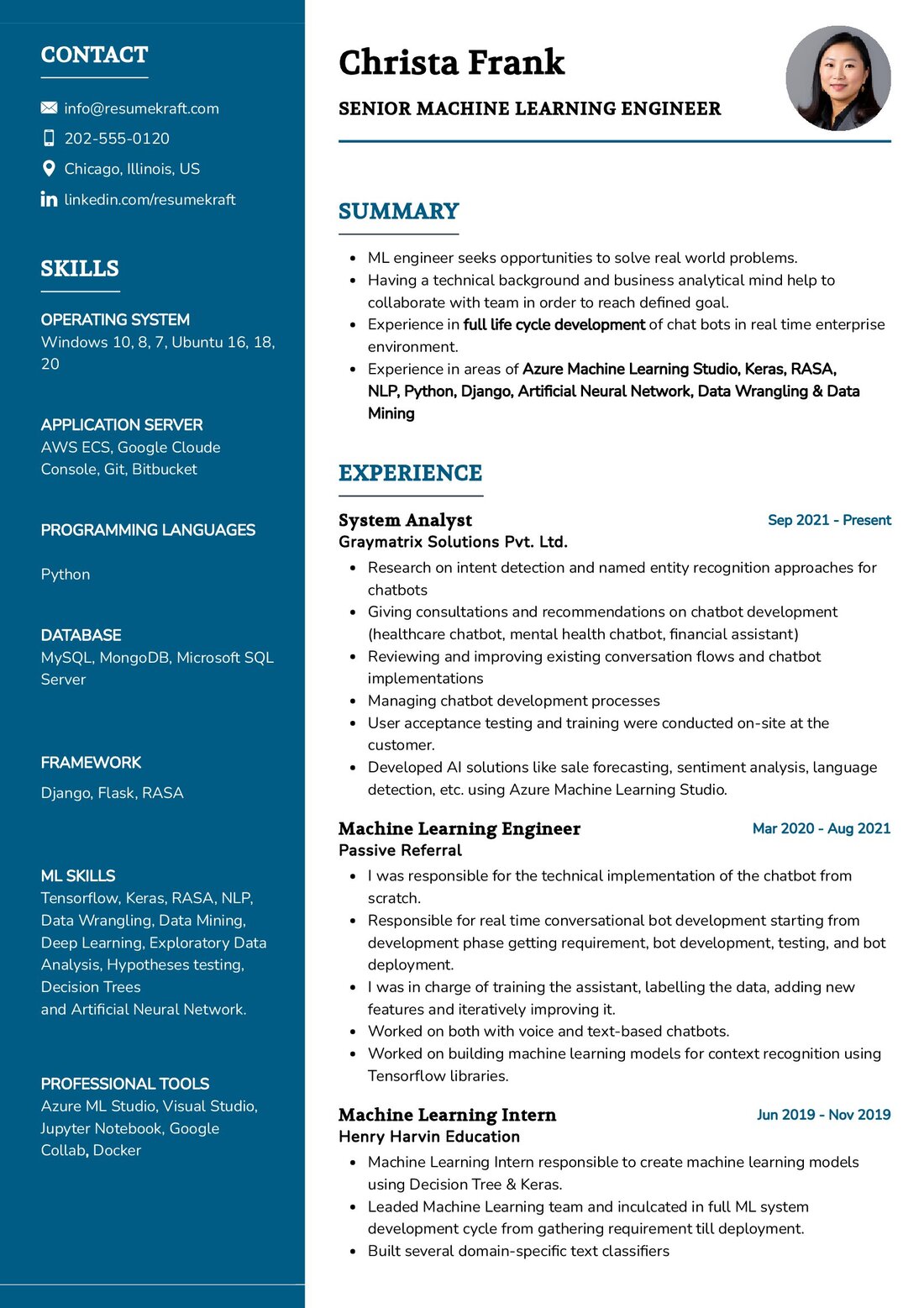 Senior Machine Learning Engineer Resume Example 2023 Writing Tips