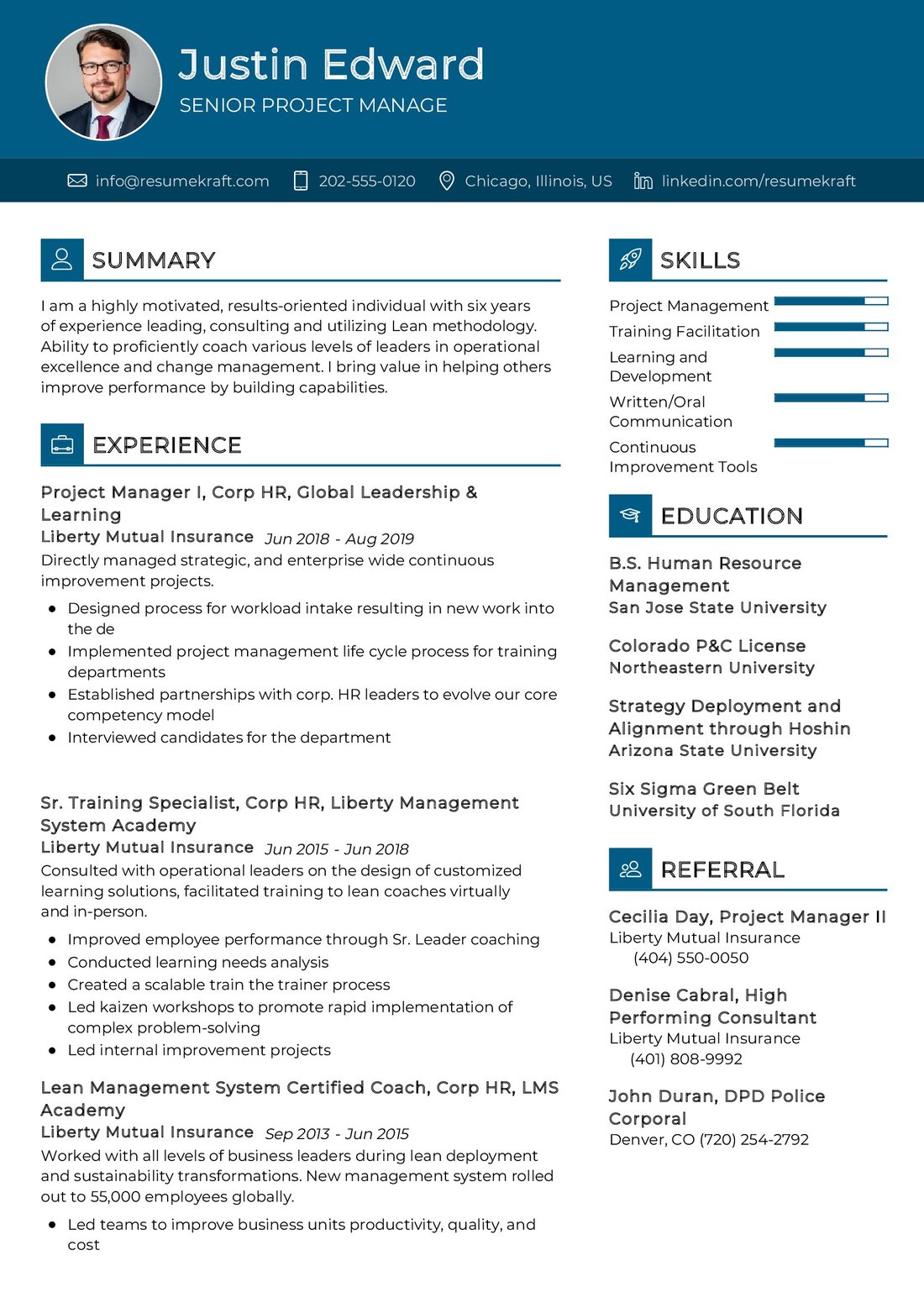 Senior Project Manager Resume Sample in 2024 - ResumeKraft