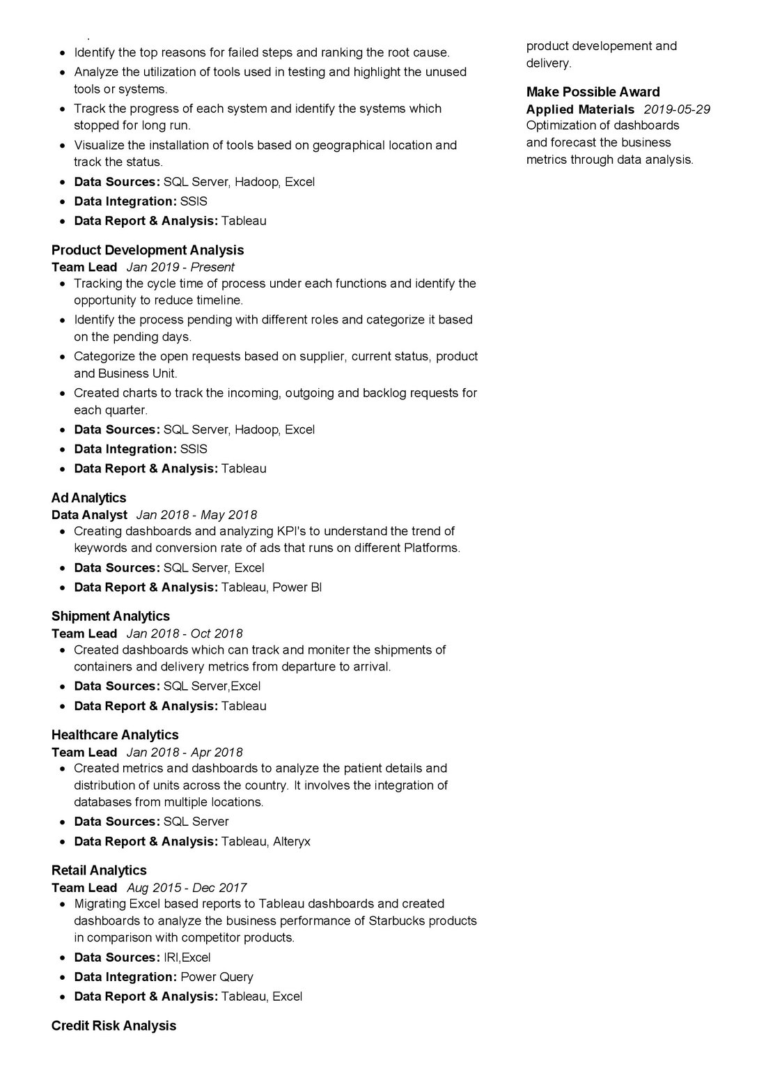 Tableau Developer Resume Sample in 2024 - ResumeKraft