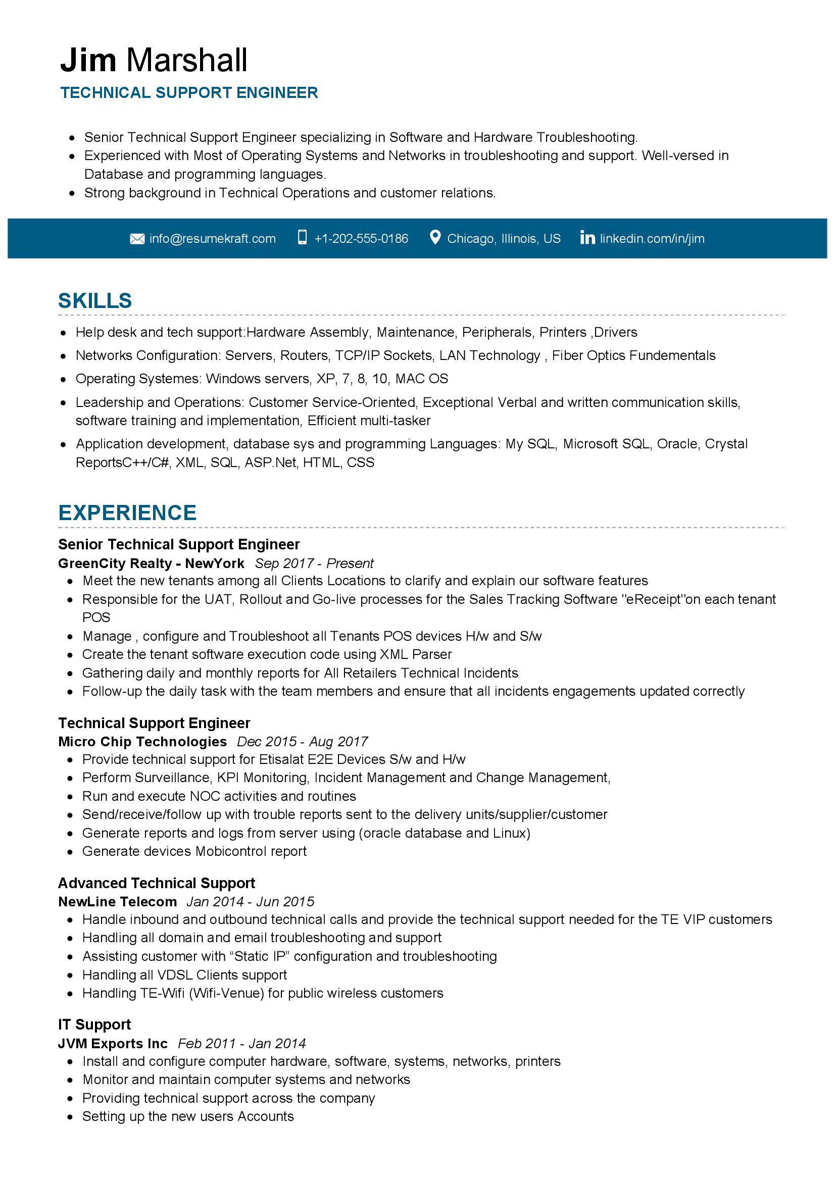 it support engineer resume download