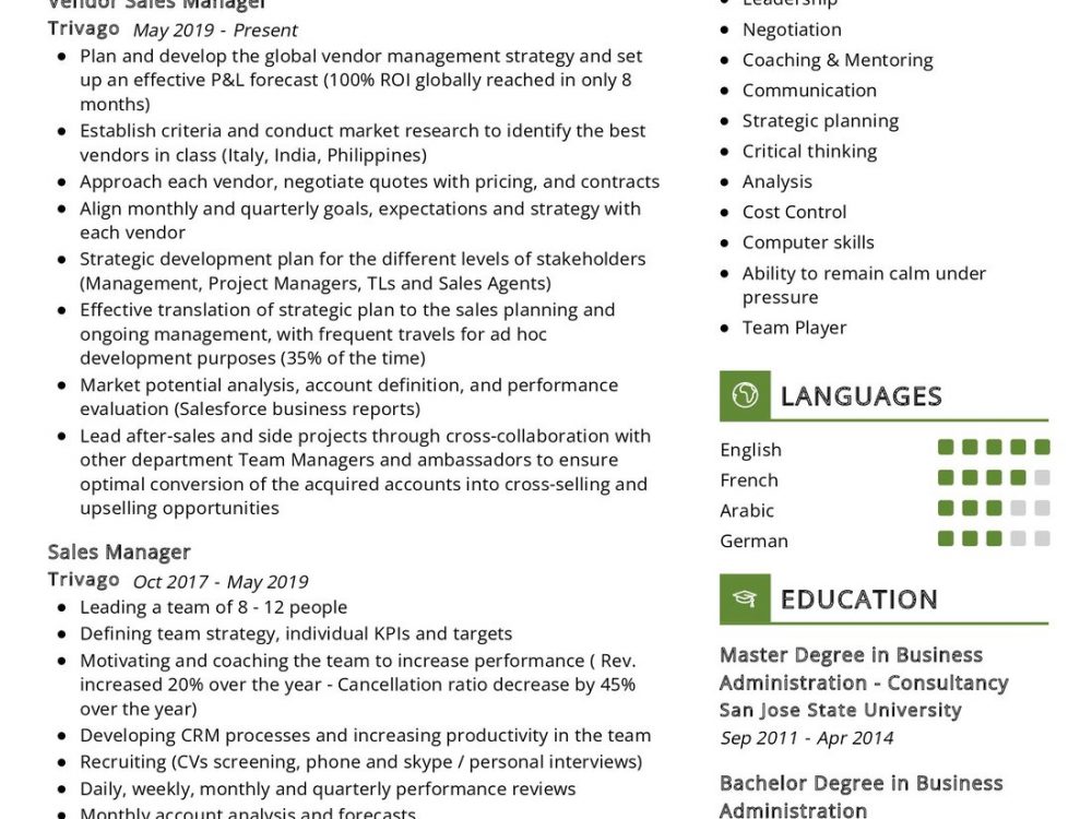 Vendor Sales Manager Resume Example in 2024 - ResumeKraft