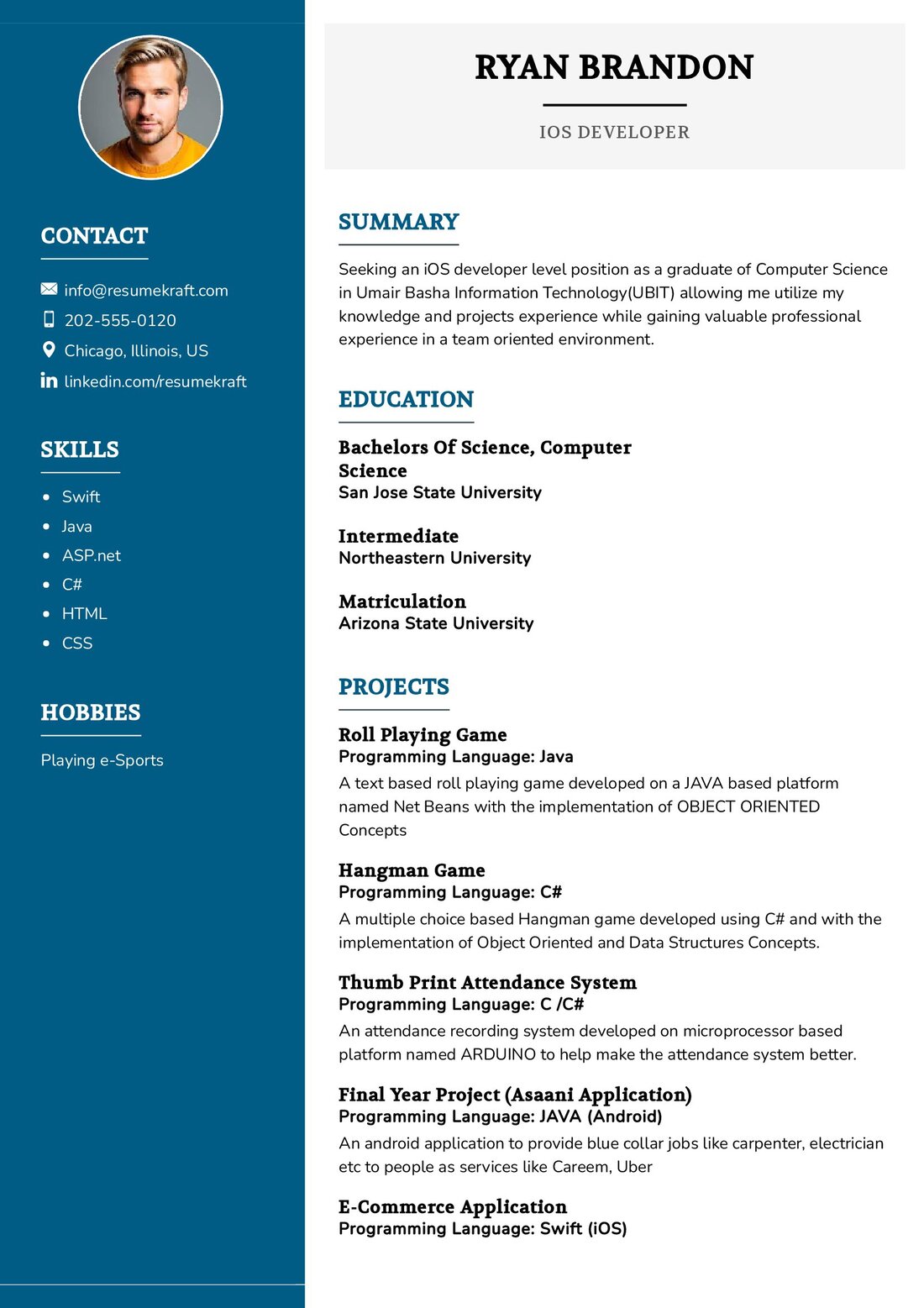 Junior iOS Developer Resume Example in 2024 - ResumeKraft