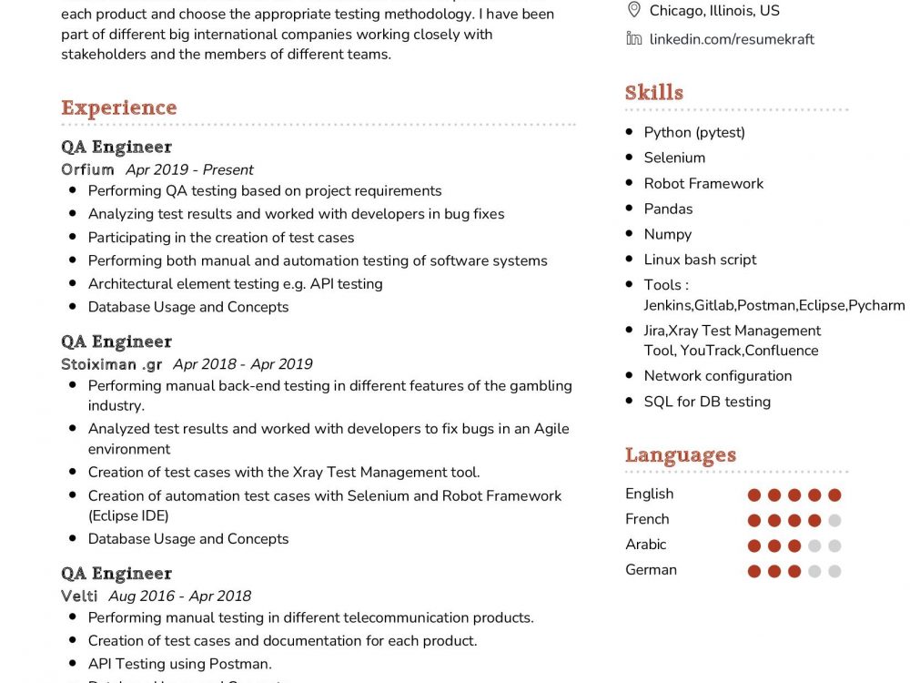 Quality assurance engineer Resume Example in 2025 - ResumeKraft