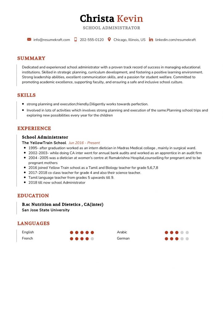 2200 Professional Resume Samples - School Administrator Resume Example 724x1024 
