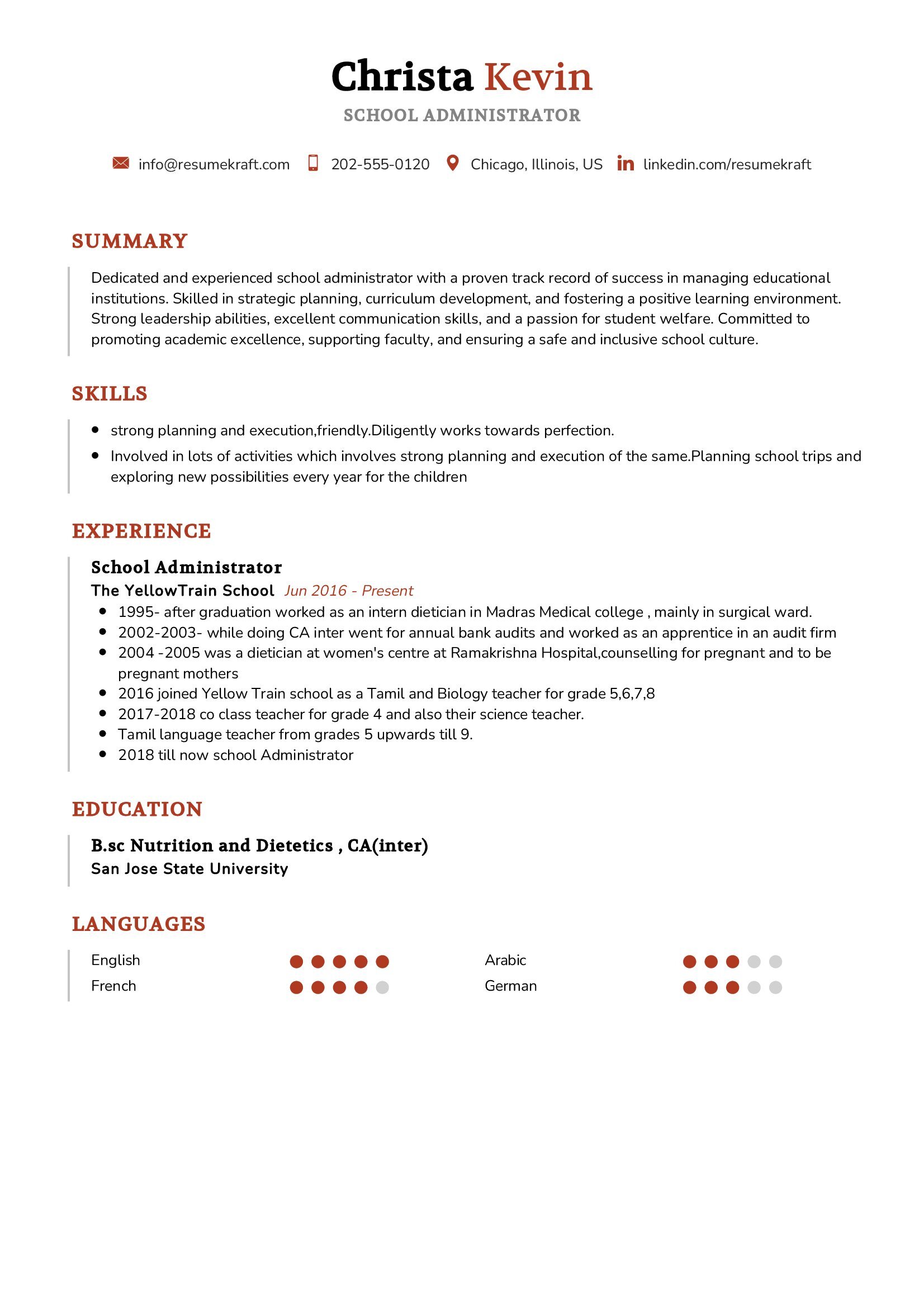 School Administrator Resume Example In 2024 ResumeKraft   School Administrator Resume Example 