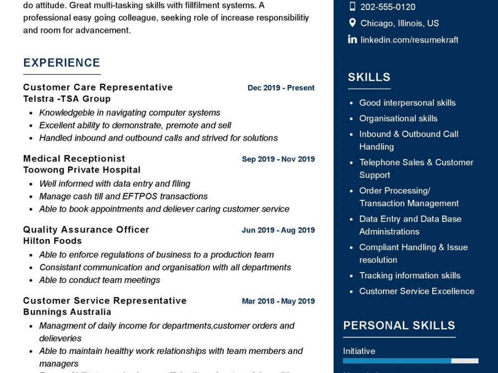 Administrative Service Officer Resume Sample