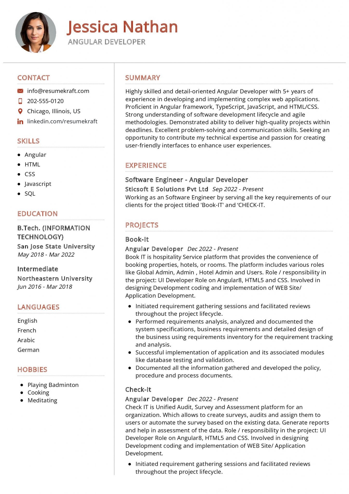 IT Resume Samples Page 27 of - Angular Developer Resume Sample 1447x2048