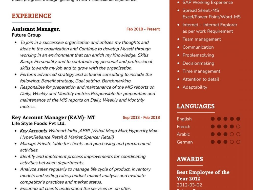 Hr Assistant Manager Cv Sample