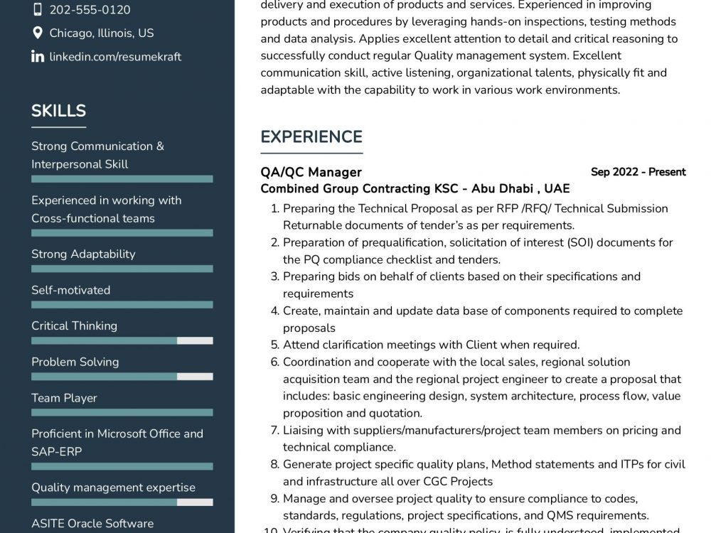 Certified Quality Manager Resume Example in 2024 - ResumeKraft