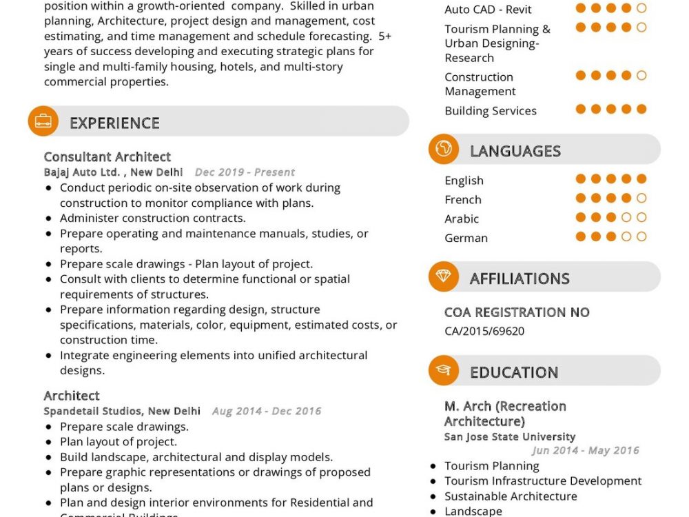 Consultant Architect CV Sample in 2024 - ResumeKraft