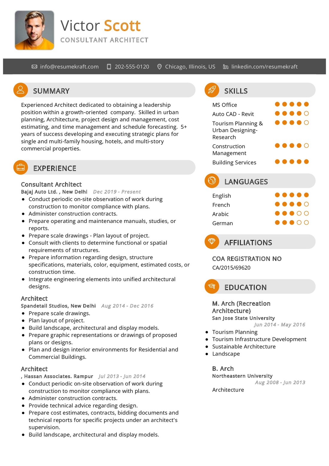 Consultant Architect Foreign Trade Affairs CV Example in 2024 - ResumeKraft